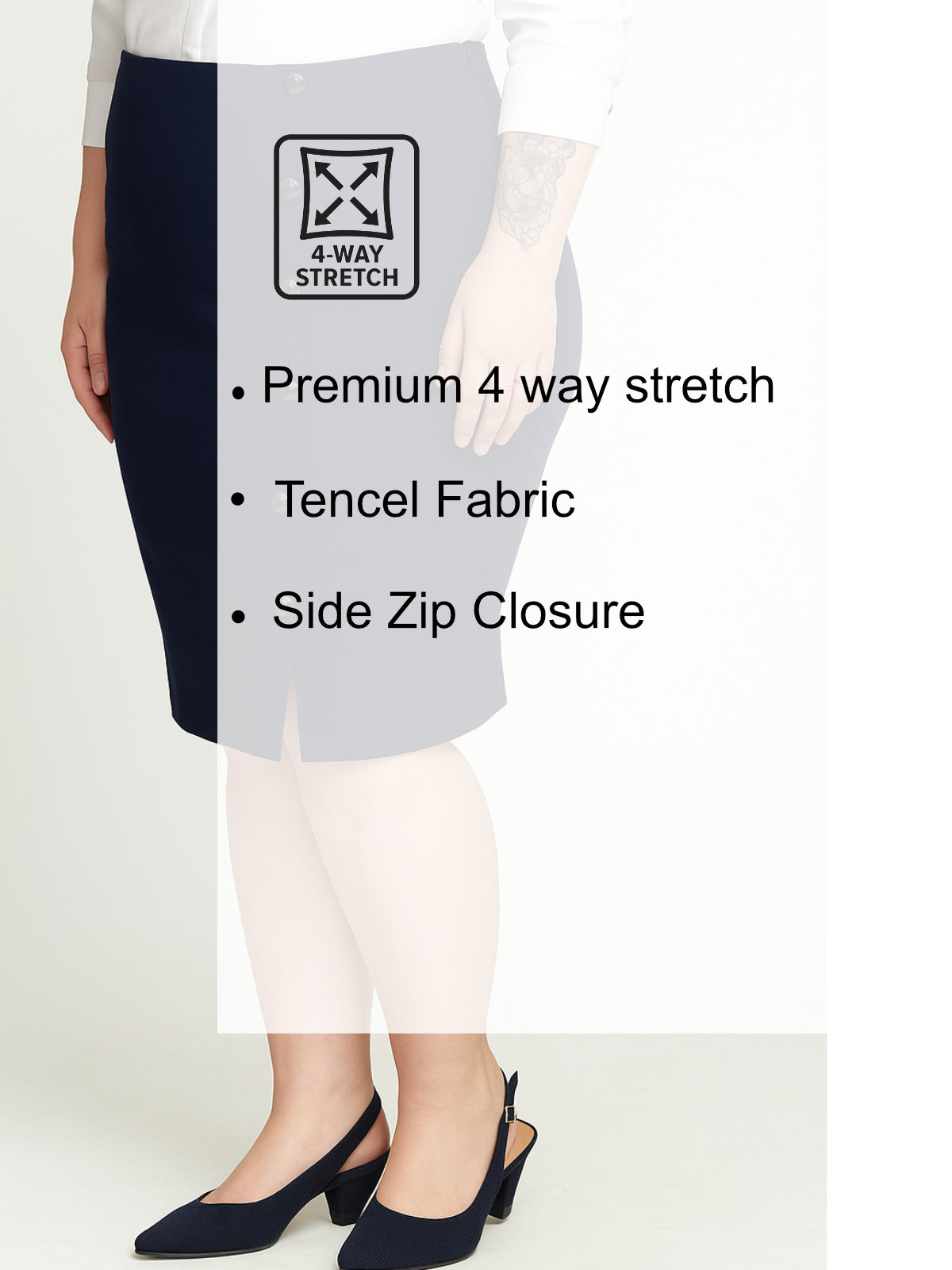 Navy Blue Plus Size Extra Stretch Skirt