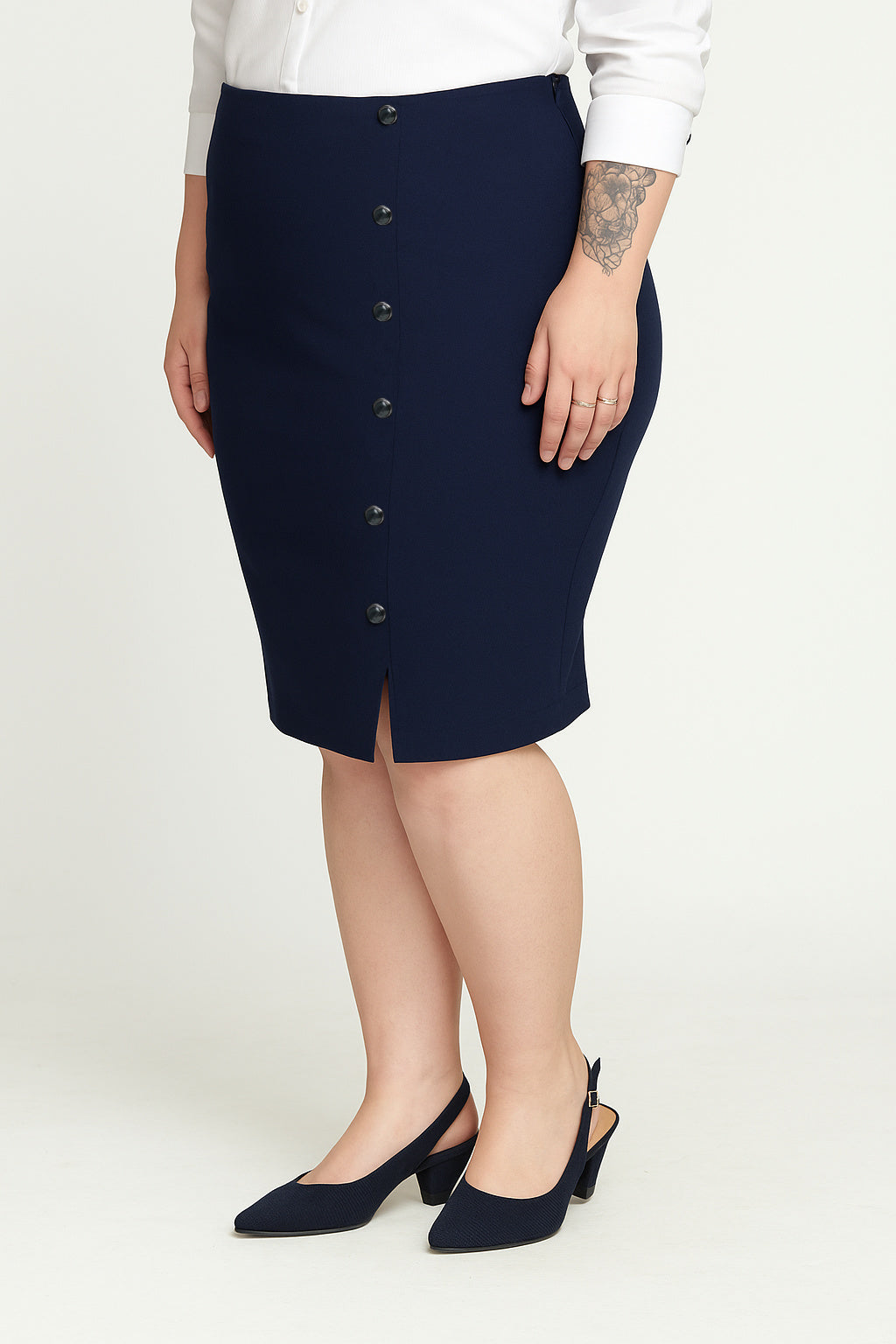 Navy Blue Plus Size Extra Stretch Skirt