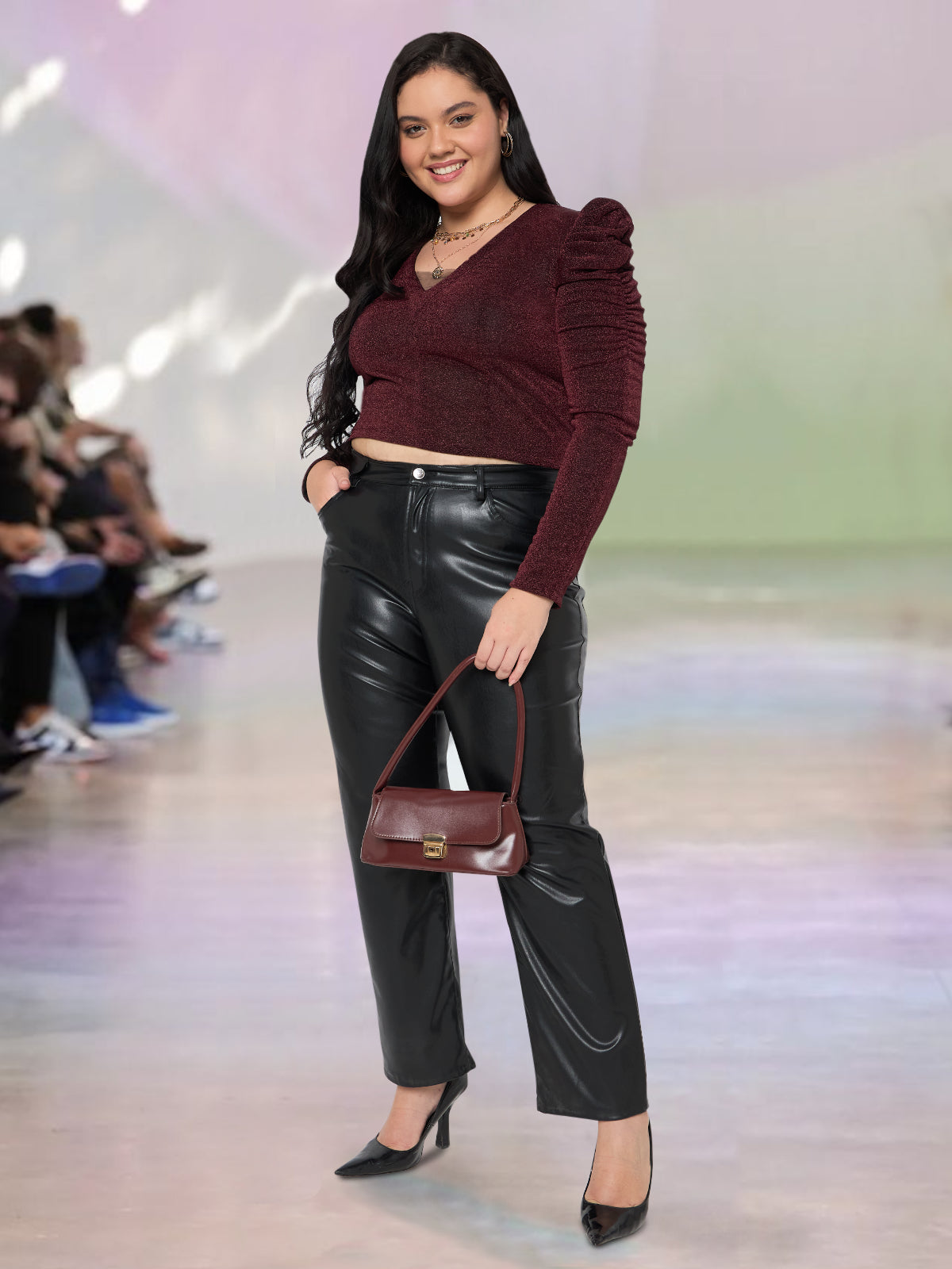 Women Black White Plus Size Buttoned Tunic Top