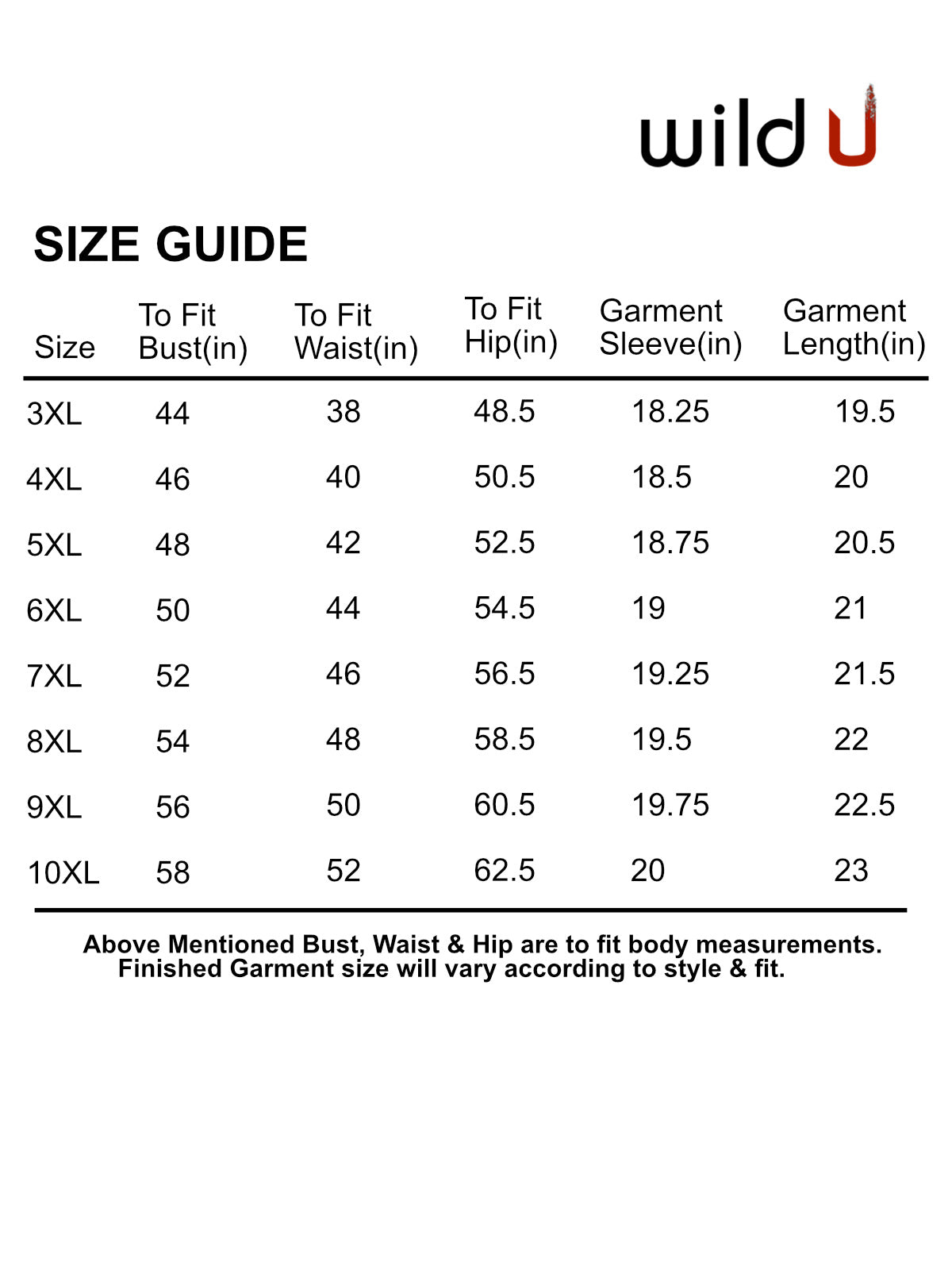 Size chart