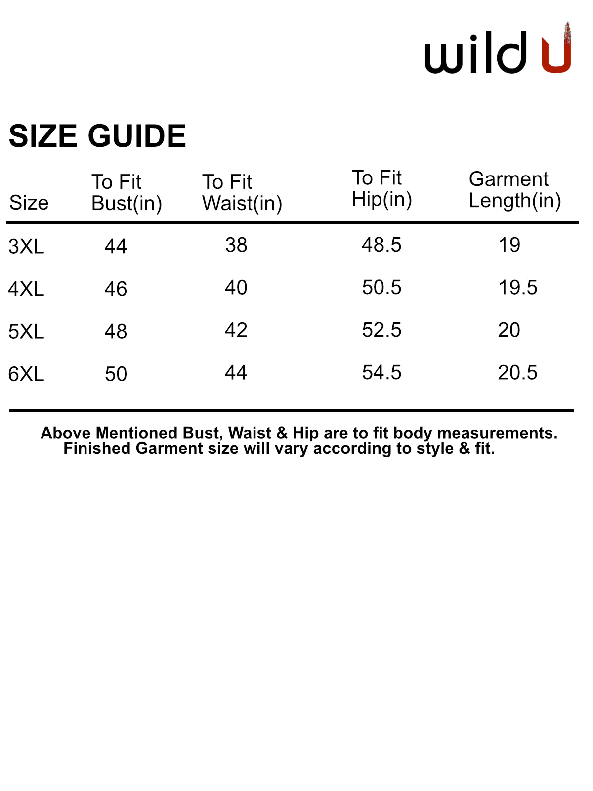 Size chart
