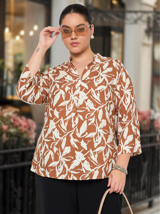 Women Black White Plus Size Buttoned Tunic Top