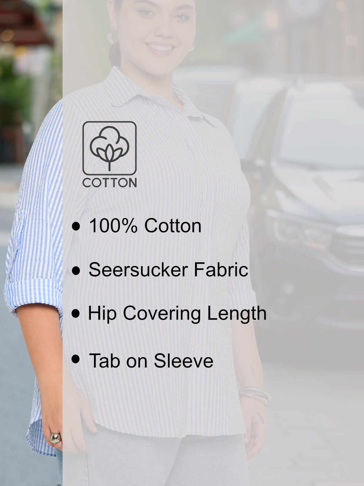 Women Black White Plus Size Buttoned Tunic Top