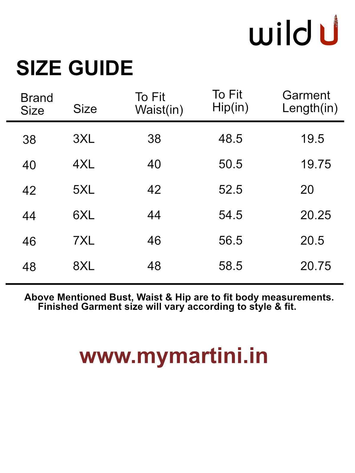 Size chart