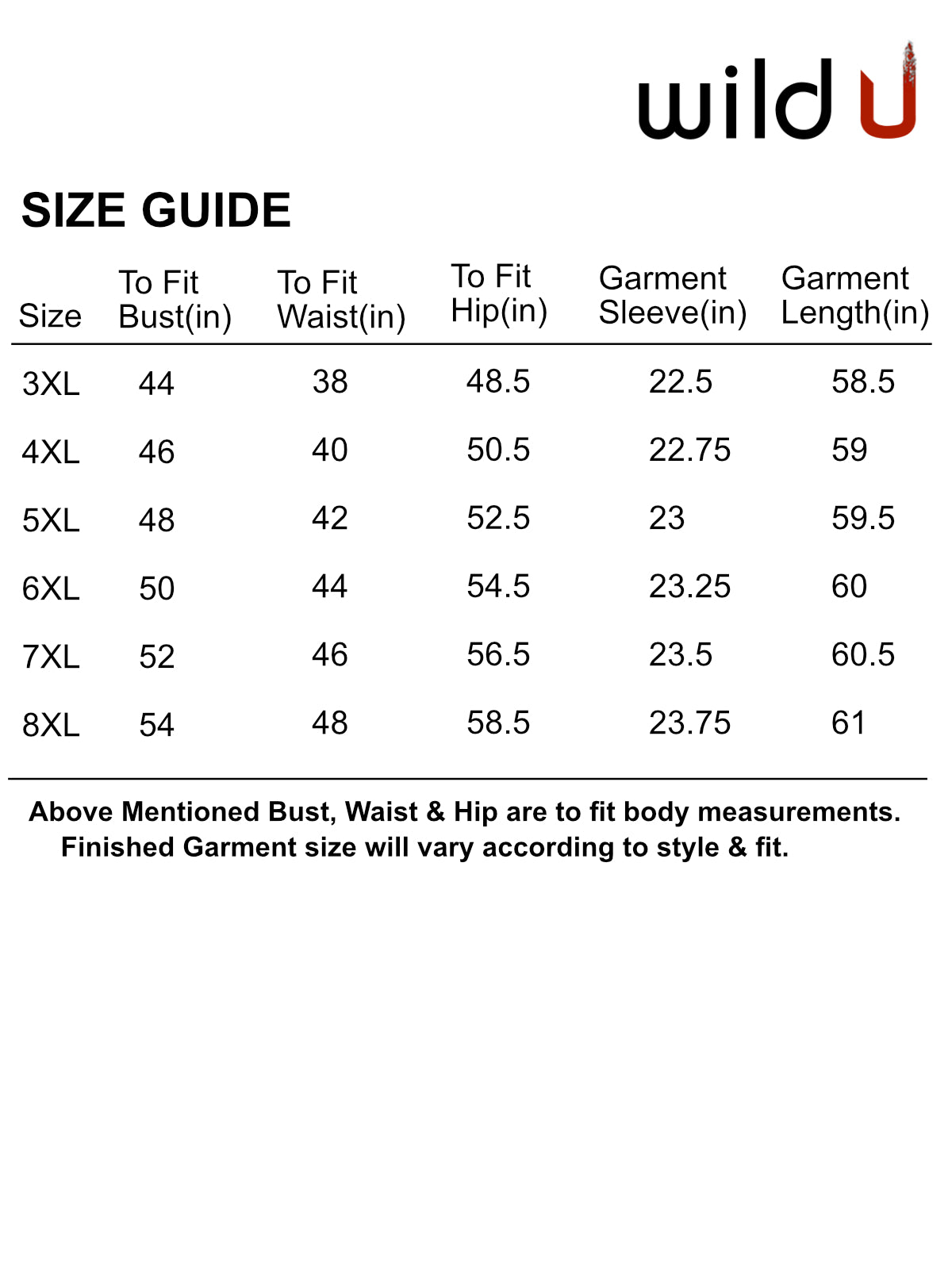 Size chart