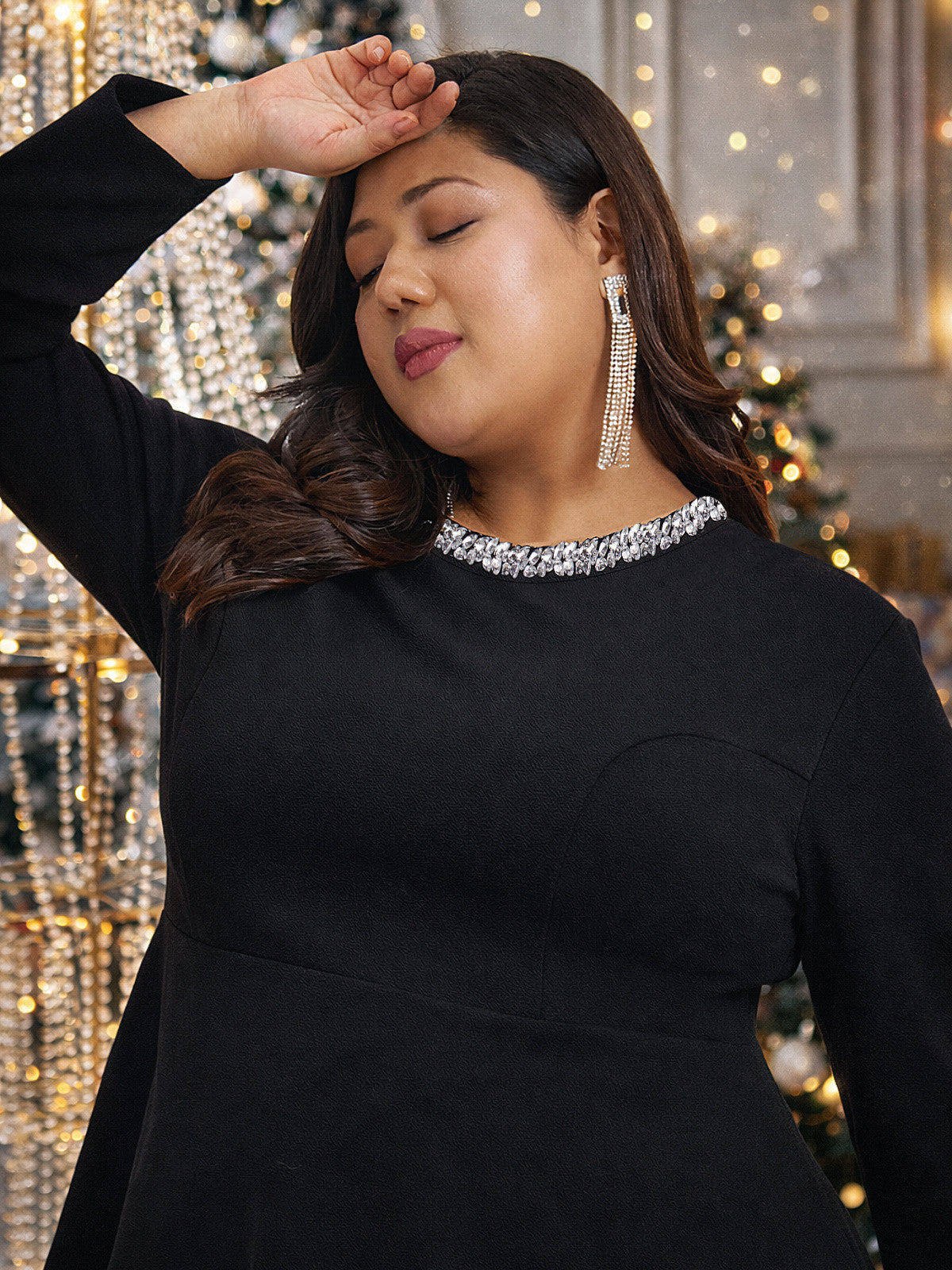 Black Plus Size Embellished Skirt and Top Co-ord set
