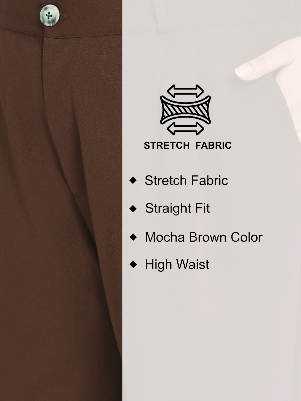 Mocha Brown Plus Size Wide Leg Stretch Trouser
