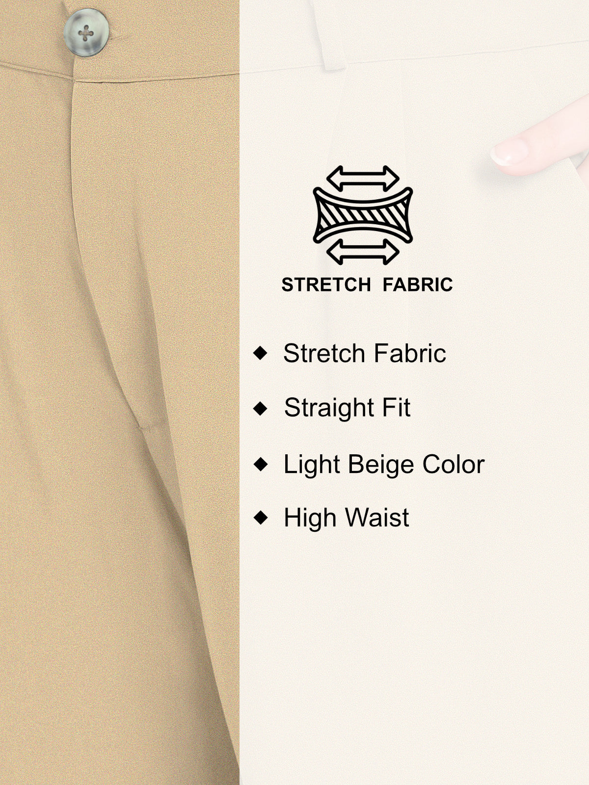 Light Beige Plus Size Wide Leg Stretch Trouser