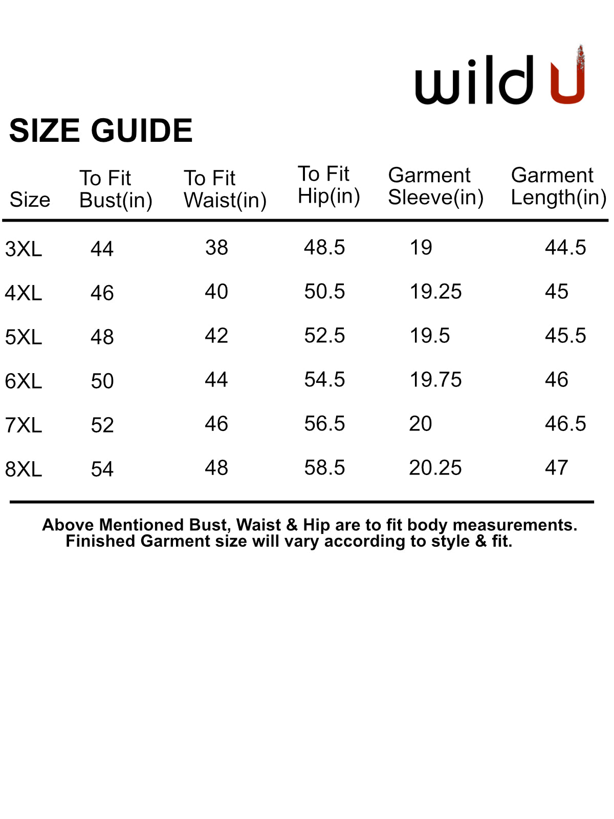 Size chart