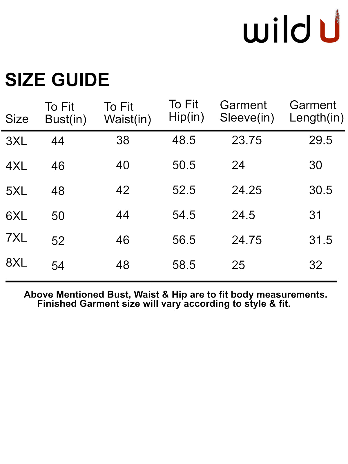 Size chart