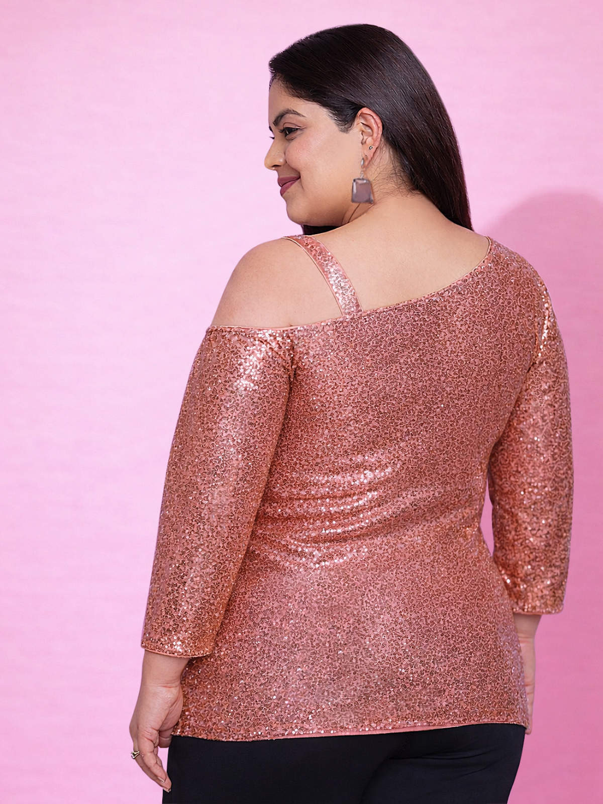 Pink Plus Size Sequinned Top