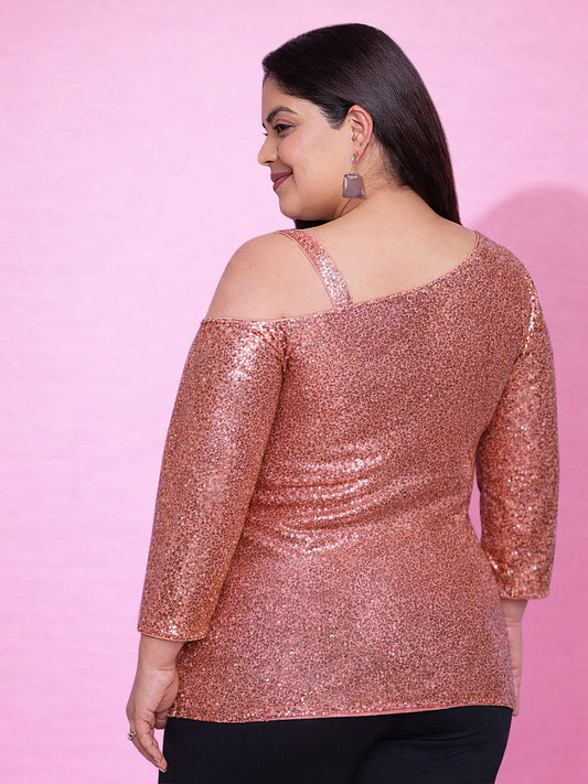 Pink Plus Size Sequinned Top