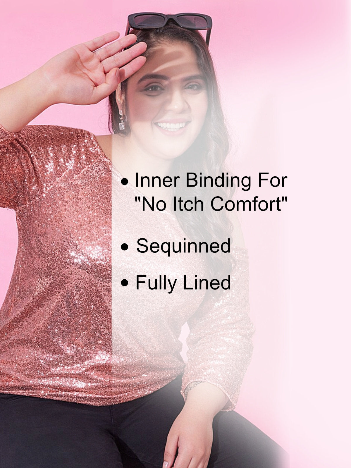 Pink Plus Size Sequinned Top