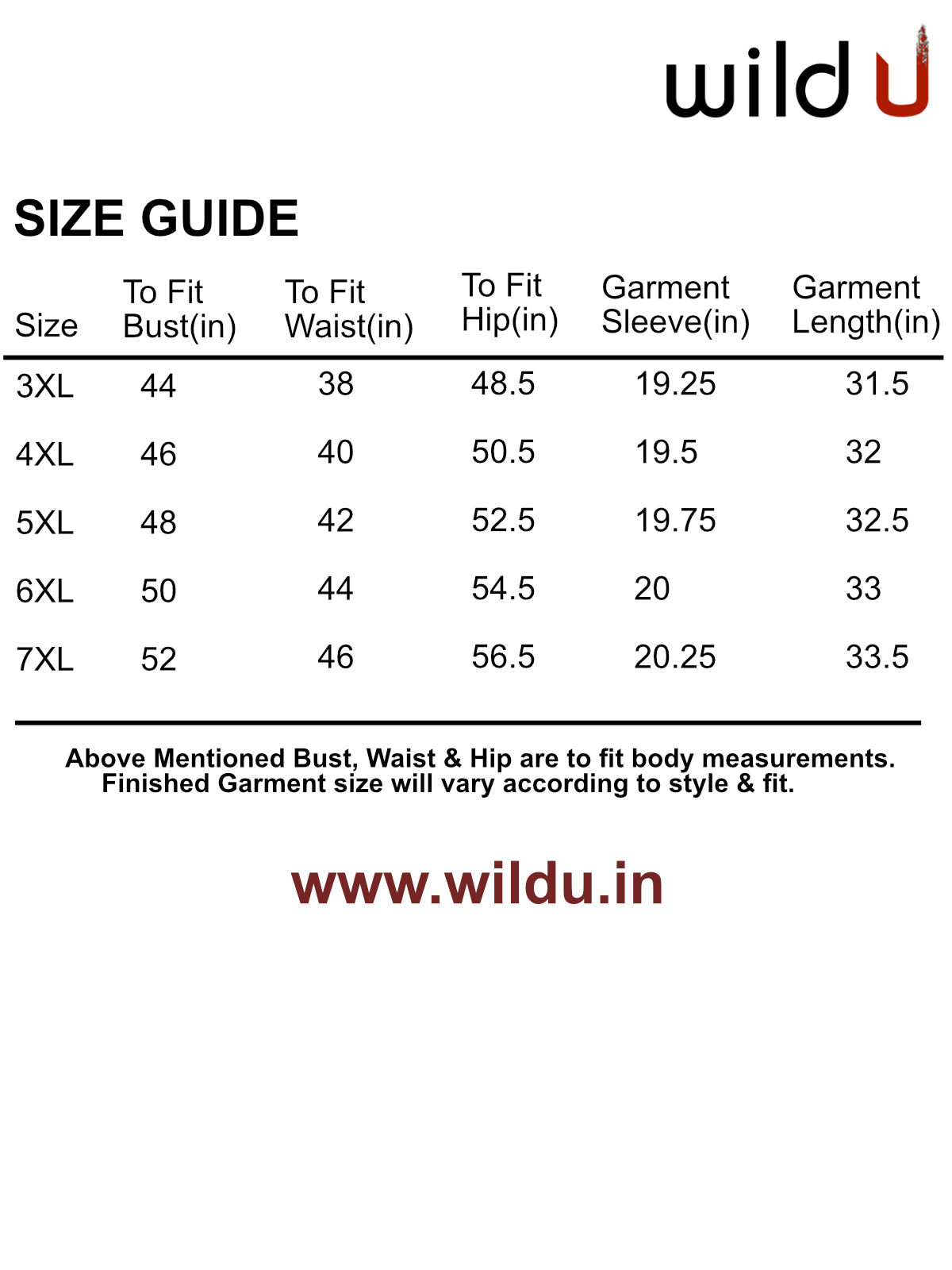 Size chart