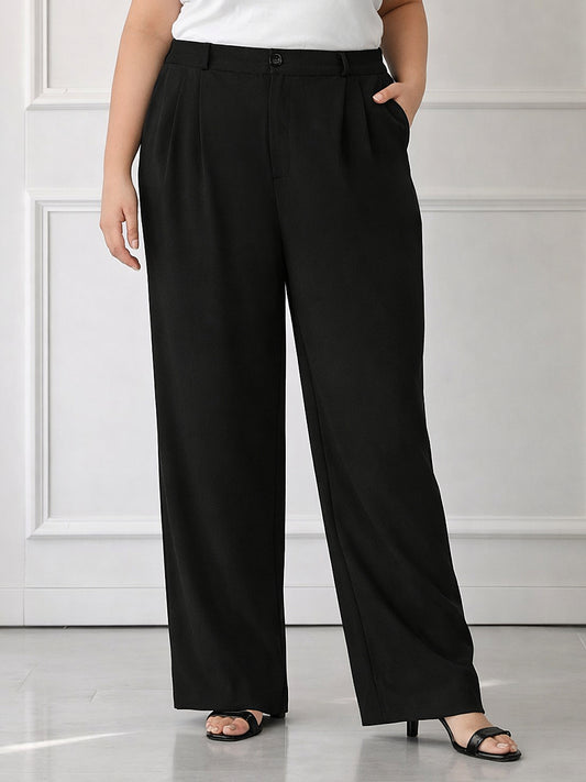 Black Plus Size Wide Leg Stretch Trouser