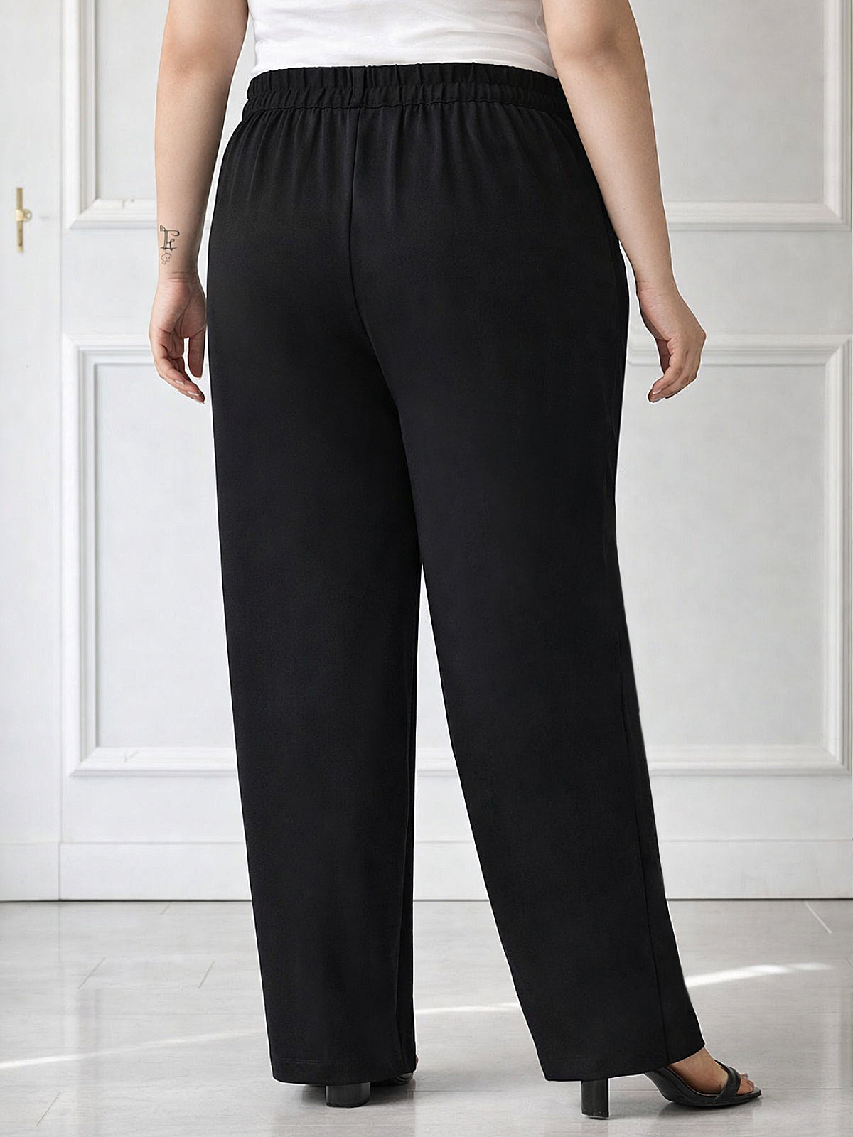 Black Plus Size Wide Leg Stretch Trouser