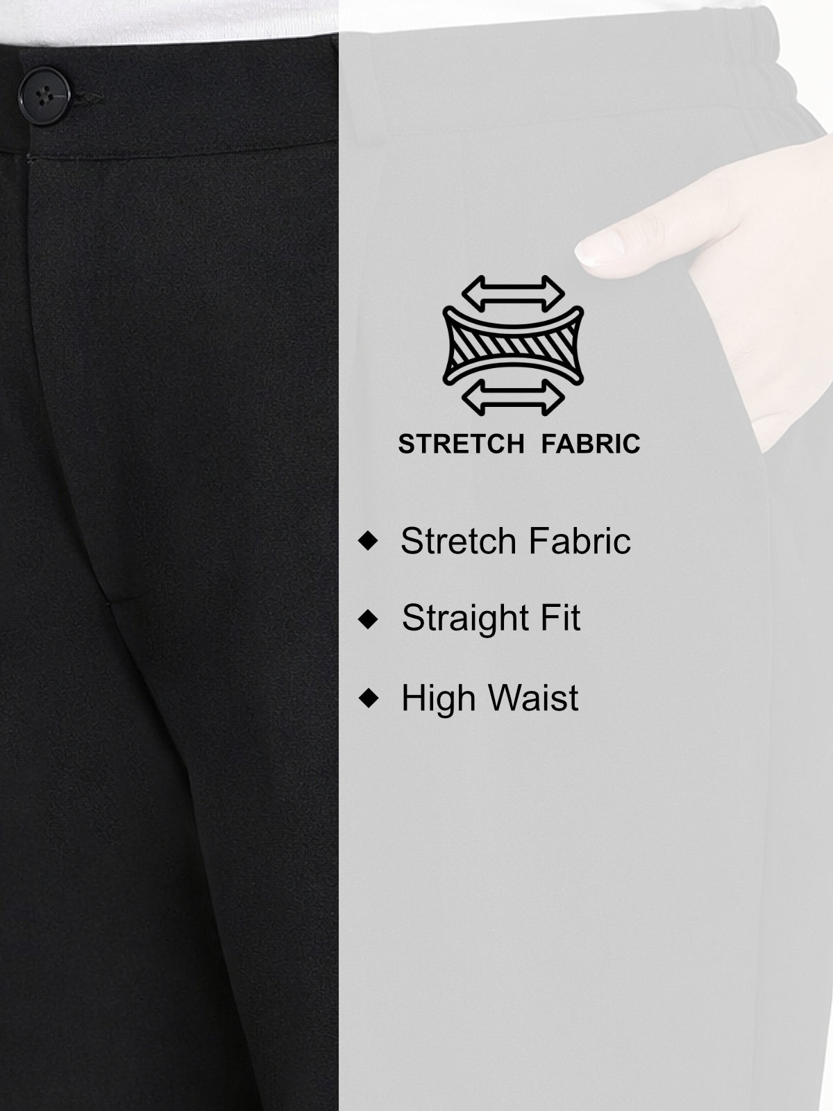 Black Plus Size Wide Leg Stretch Trouser
