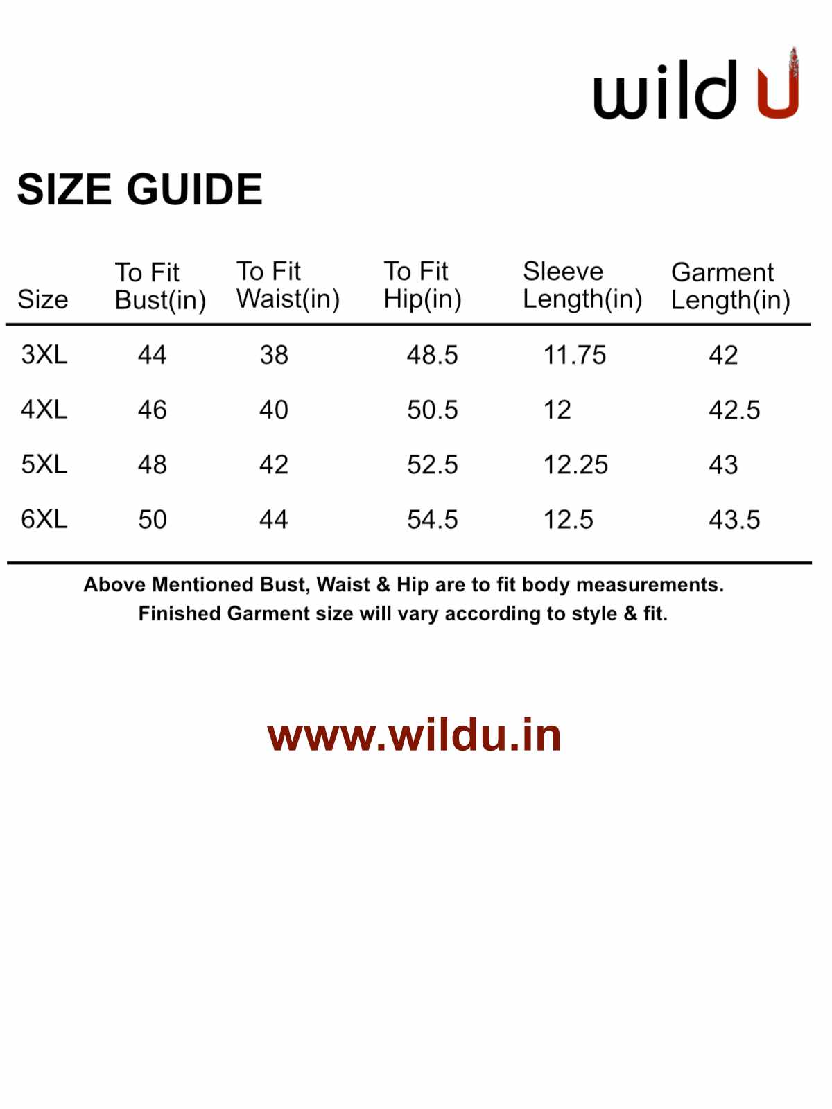 Size chart