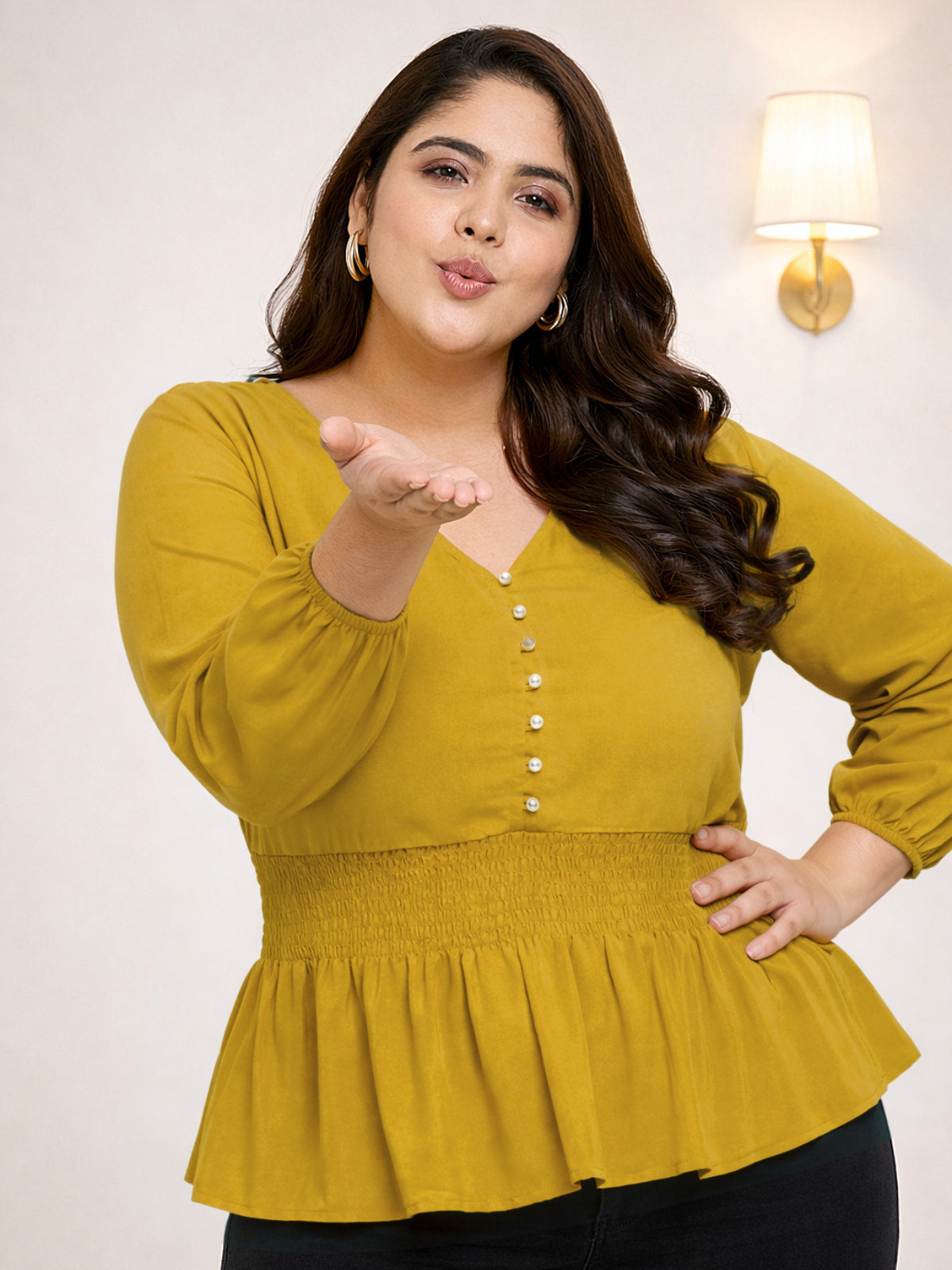 mustard-plus-size-smocked-top