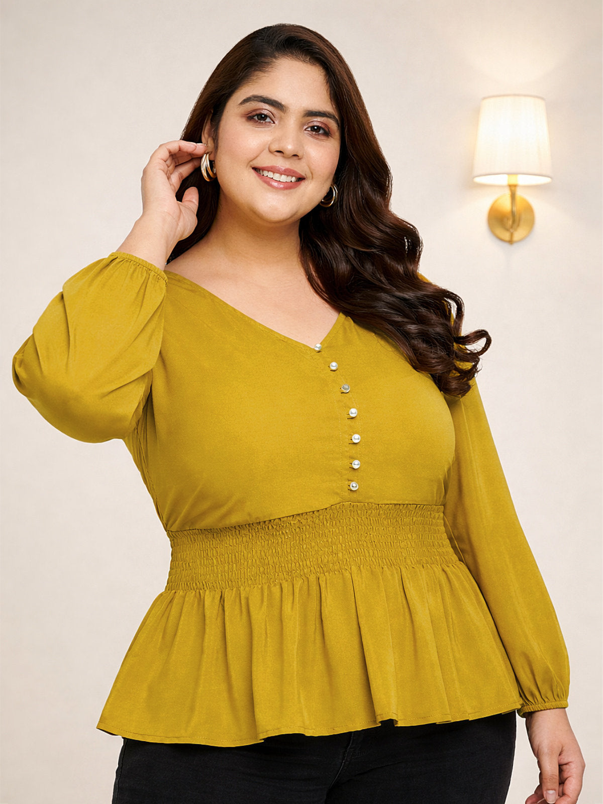 mustard-plus-size-smocked-top