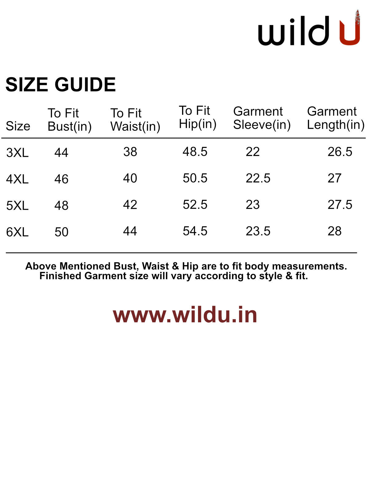 Size chart