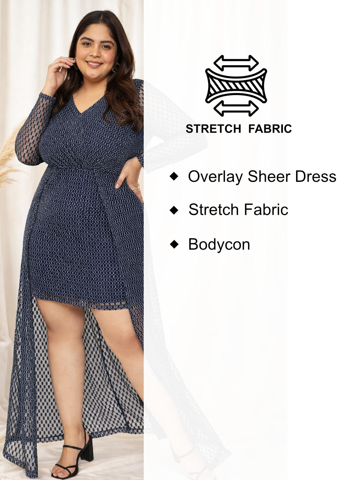 blue-plus-size-honeycomb-overlay-dress