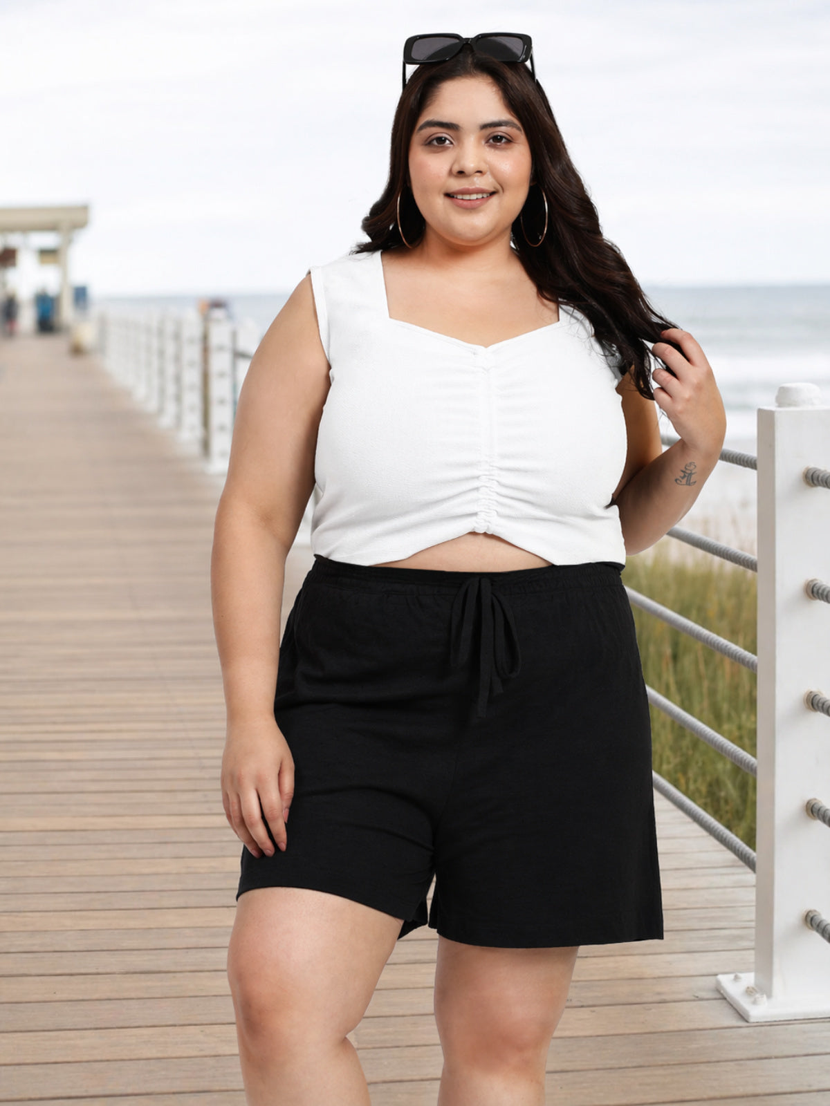 black-plus-size-drawstring-shorts