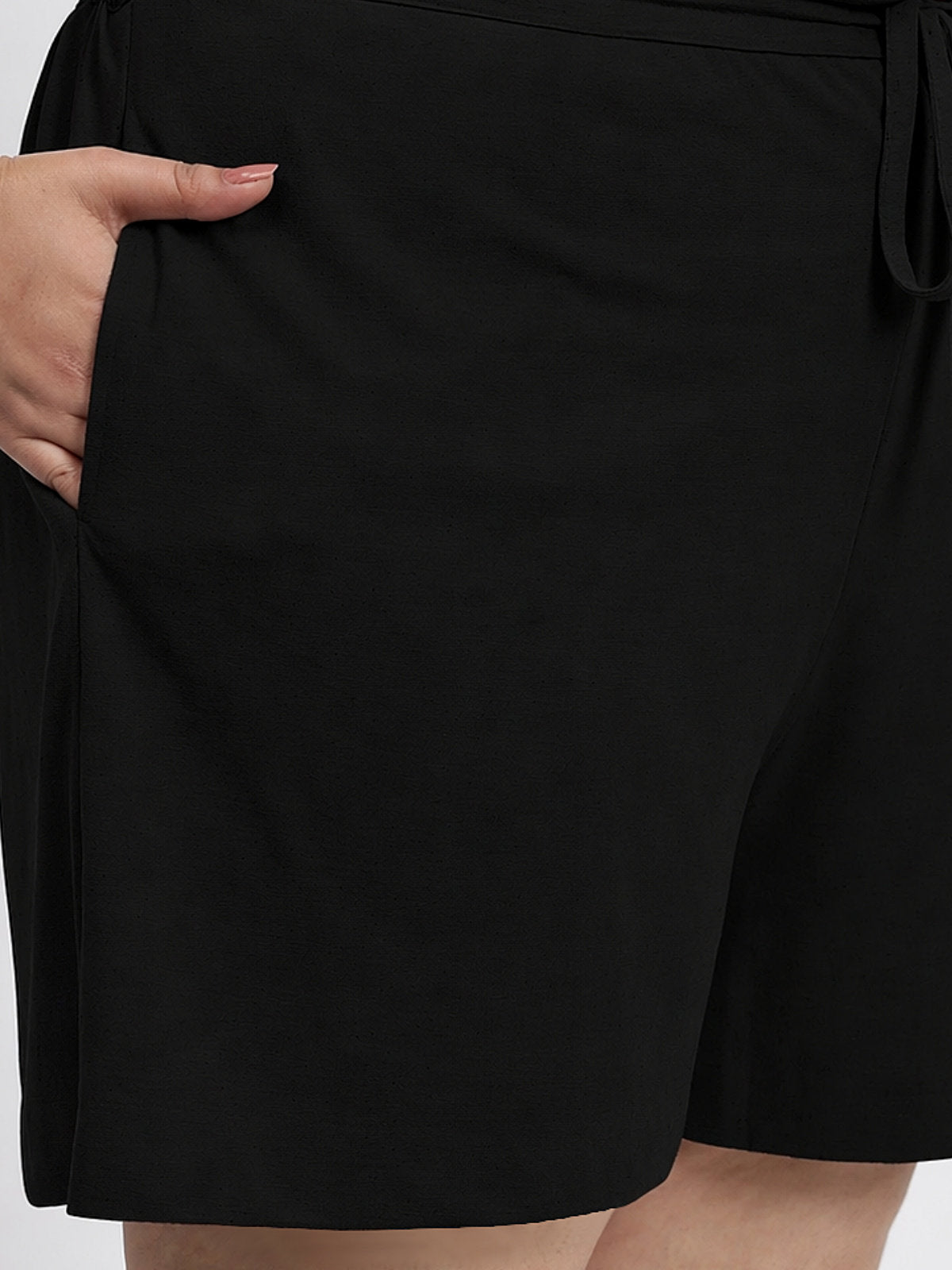 black-plus-size-drawstring-shorts
