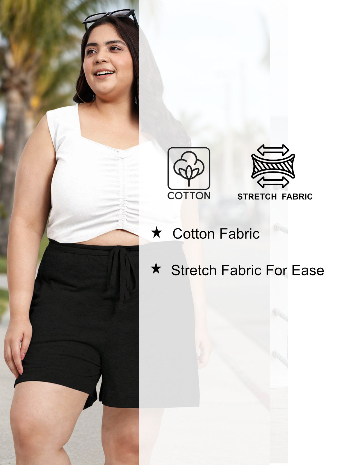 black-plus-size-drawstring-shorts