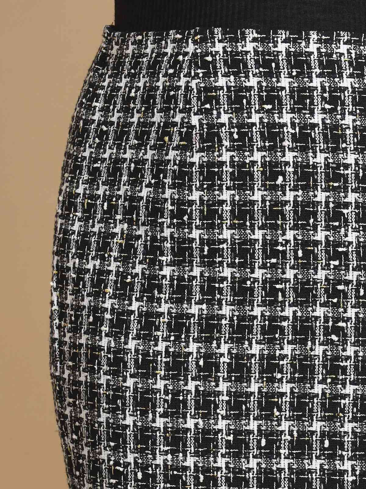 Black Woolen Plus Size Side Slit Skirt